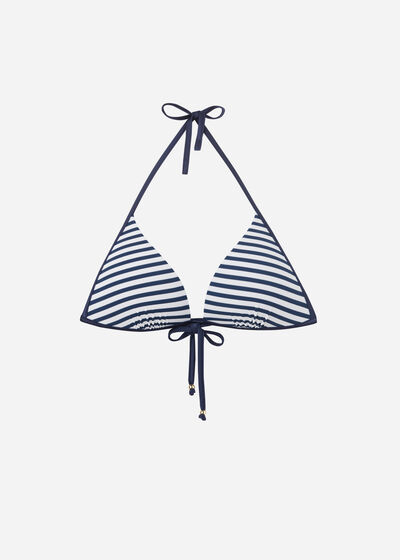 Graduated Padded Triangle Swimsuit Top Nautical Stripes