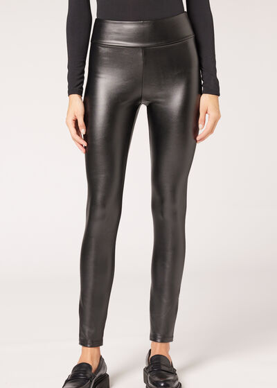 Warme Leder-Effekt-Leggings