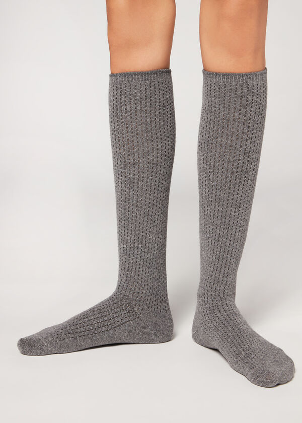 Openwork Cashmere Long Socks