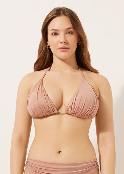 Triangel-Bikinioberteil mit herausnehmbaren Polstern Shiny Satin