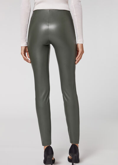 Leggings Marineros Skinny Encerados con Botones