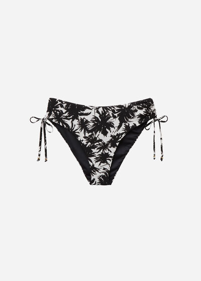 High-Waisted Brief Bikini Palms