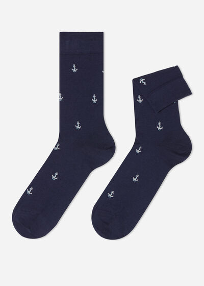 Muške kratke čarape od merceriziranog pamuka s morskim uzorkom