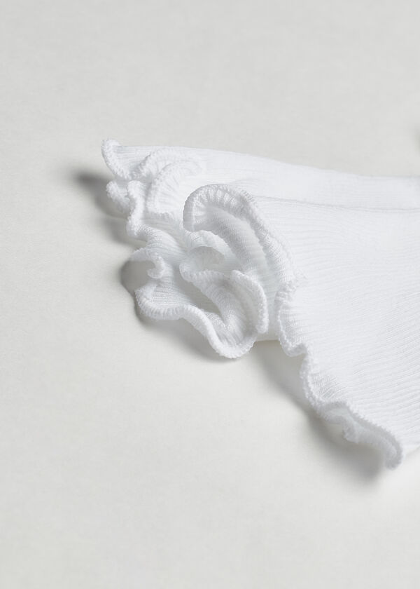 Krátke vrúbkované ponožky s romantickým lemom