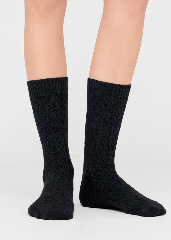 Cable-Patterned Socks with Cashmere