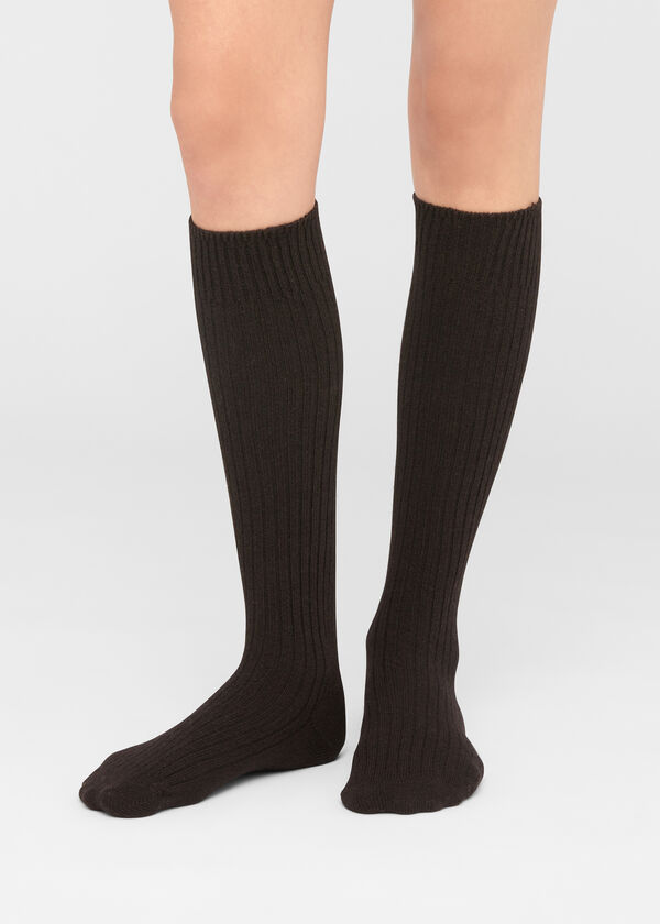 Long Ribbed Socks with Wool and Cashmere