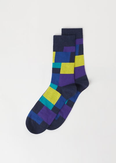 Geometrik Desenli Kısa Erkek Çorabı