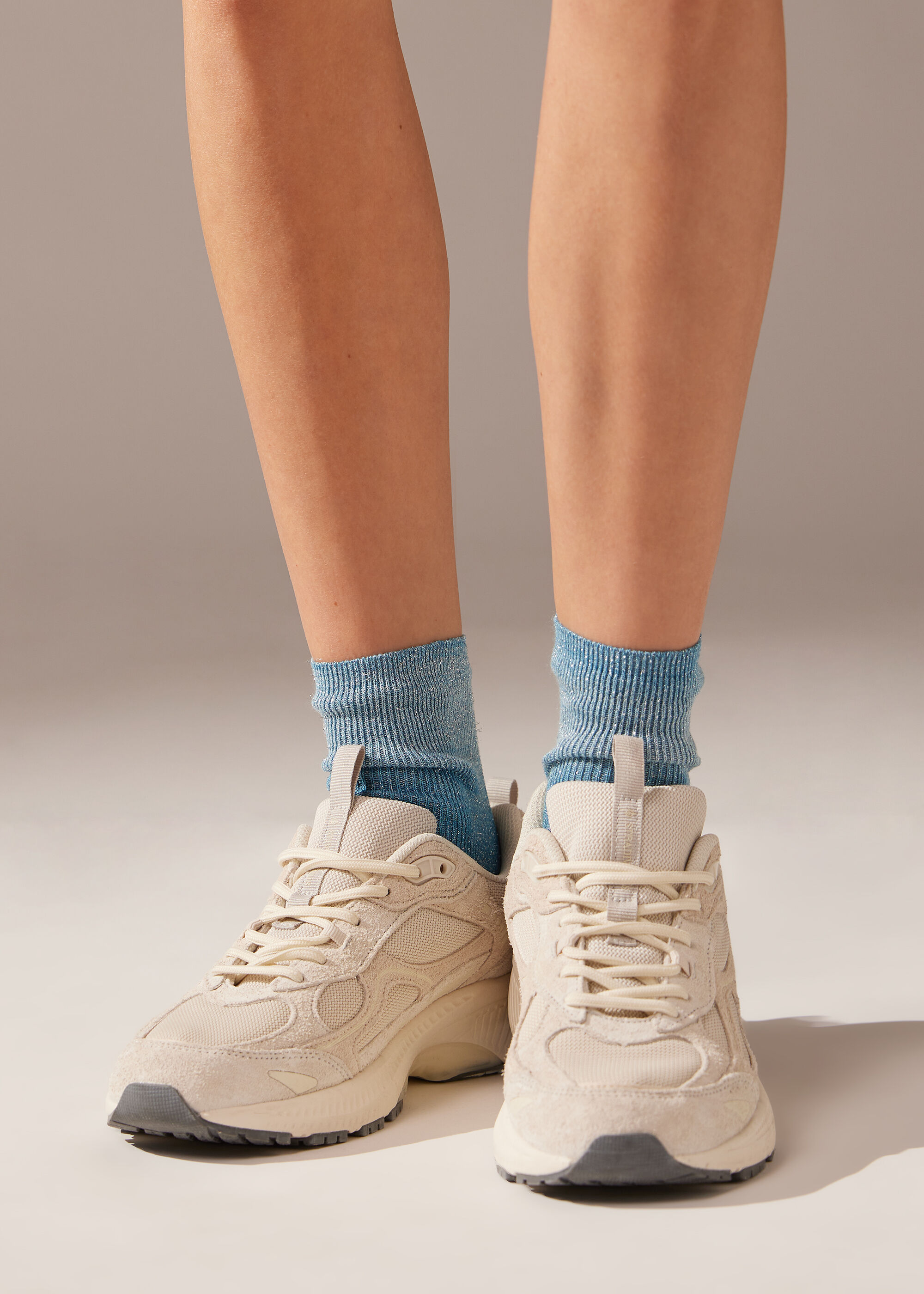 Ombre Stripe and Glitter Short Socks