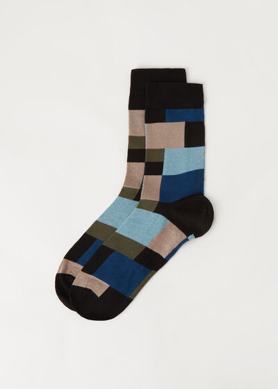 Krátké pánské ponožky s geometrickým vzorem