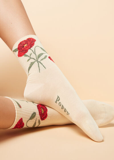 Krátke športové ponožky s kvetmi Eco