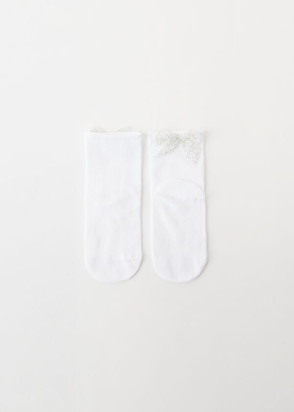 Chaussettes Basses Fille avec Nœud Pailleté
