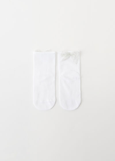 Kurze Socken mit Glitzerschleife für Mädchen