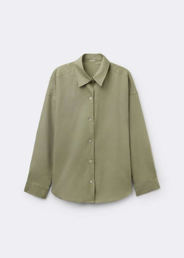 Short Linen and Viscose Shirt