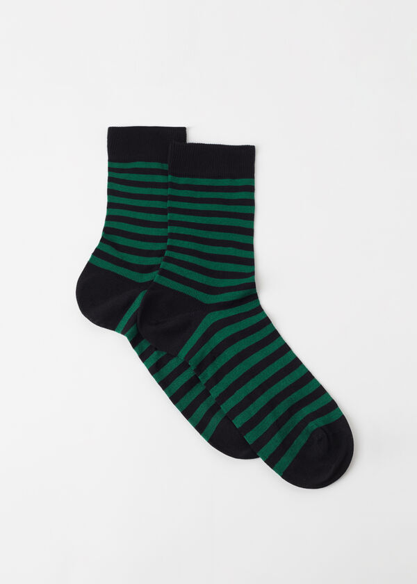 İki Renkli Çizgili Kısa Erkek Çorabı