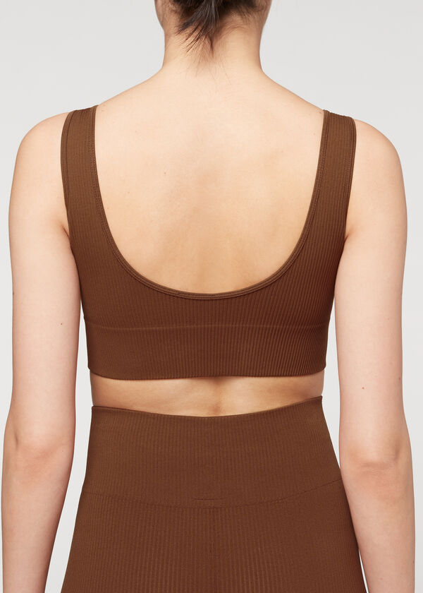 Brassière sport sans coutures côtelée