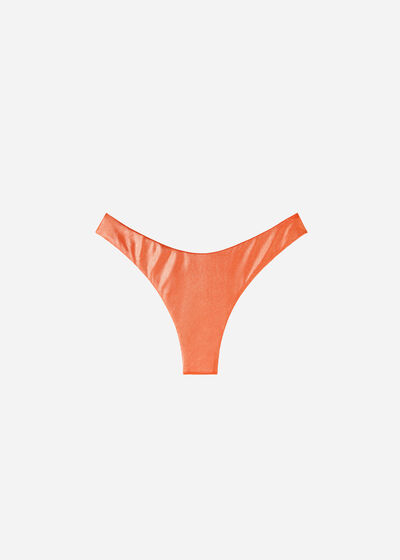 Coated-Effect High-Cut Brazilian Swimsuit Bottom Antigua
