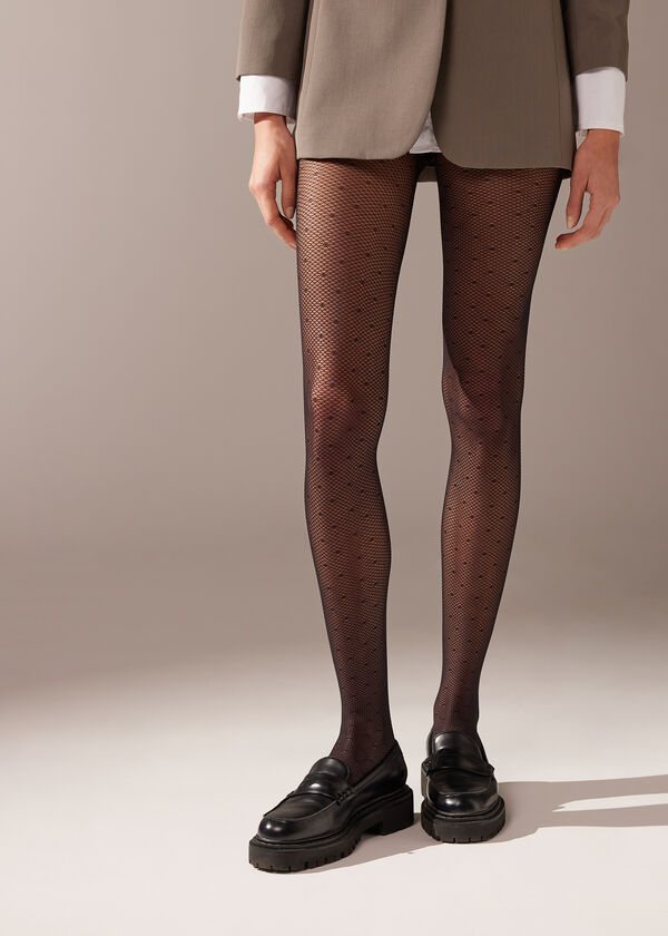 Polka Dot Pattern 70 Denier Fishnet Tights - Calzedonia