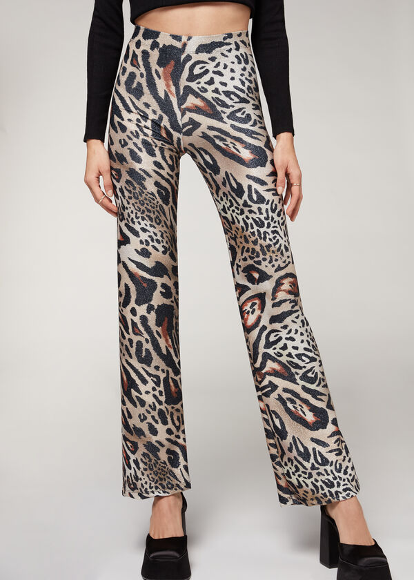 Glitter Animal Print Palazzo Leggings - Calzedonia