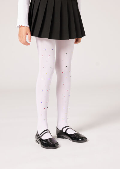 Çok Renkli Taşlı Külotlu Kız Çocuk Çorabı