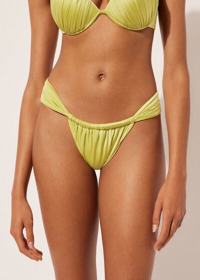 String Brazilian Swimsuit Bottom Shiny Satin