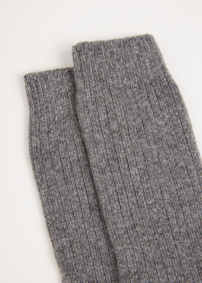 Chaussettes Courtes Côtelées en Laine et Cachemire