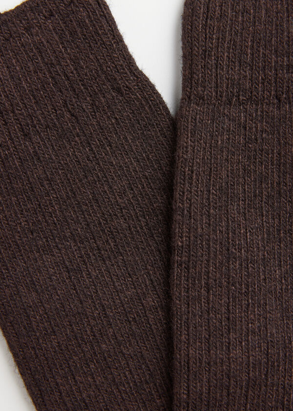 Korte geribbelde sokken met wol en kasjmier