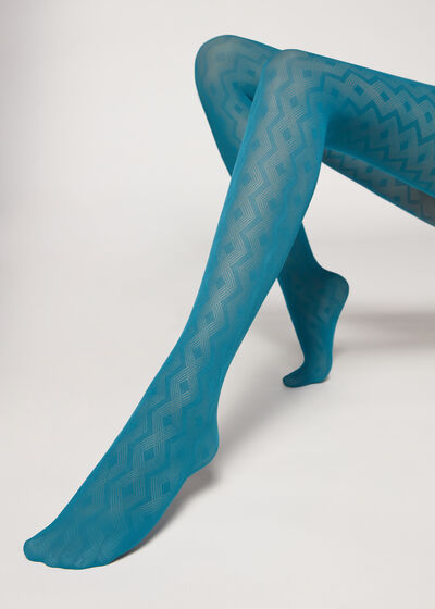 Neprozirne čarape s gaćicama Eco od 60 den s geometrijskim uzorkom