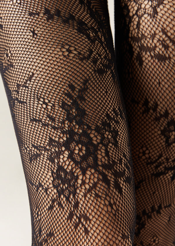 Floral Fishnet Tights