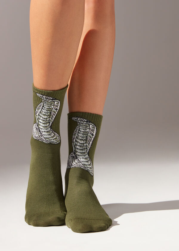 Kurze Sportsocken mit Animal-Motiv