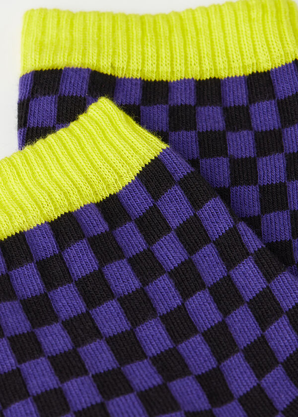 Kurze Socken mit Schachbrettmuster