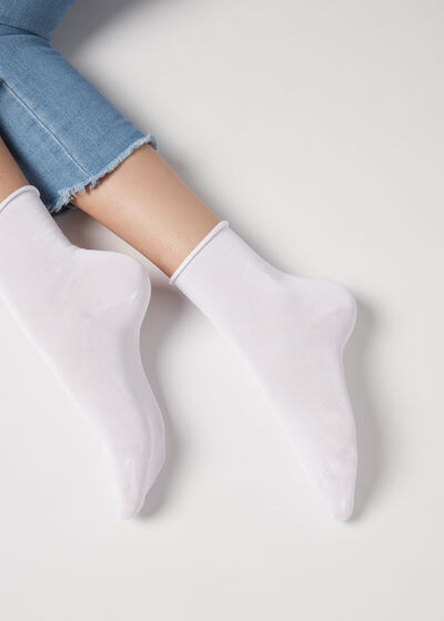 Short Lisle Socks with Raw Cut Cuffs