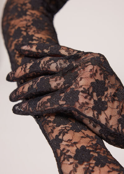 Long Lace Fabric Gloves