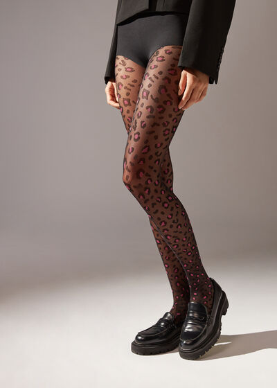 Pink Animal Pattern Sheer 30 Denier Tights