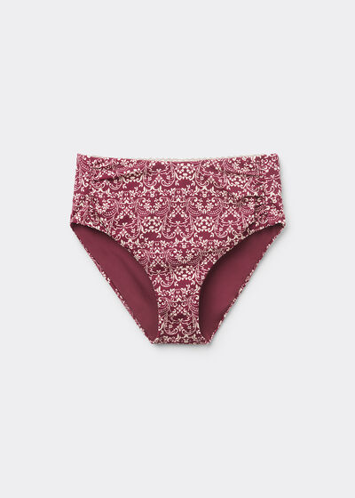 Slimming High-Waisted Bikini Bottoms Botanic Bordeaux