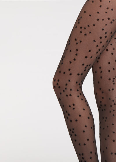 Flocked Stars 30 Denier Sheer Tights