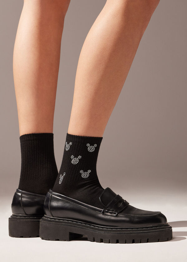 Kratke čarape s apliciranim sitnim zakovicama Minnie Disney