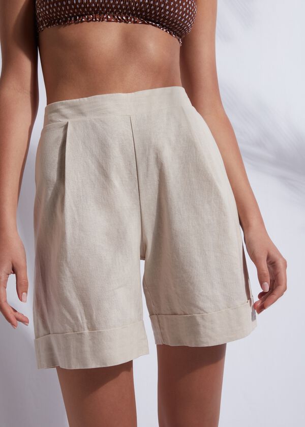 Shorts aus Leinen und Baumwolle
