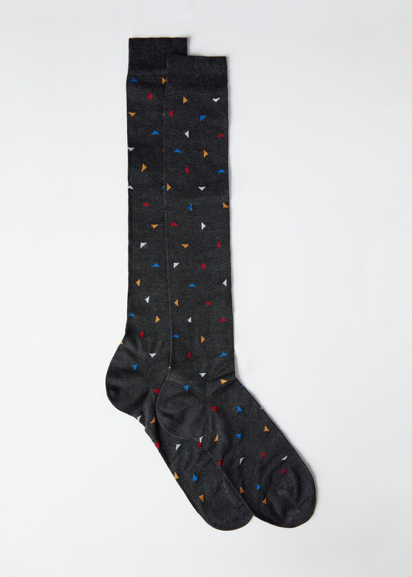 Calcetines Largos Estampado Triángulos de Hombre