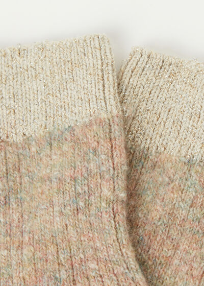 Krátke vlnené vrúbkované ponožky s trblietavým vláknom