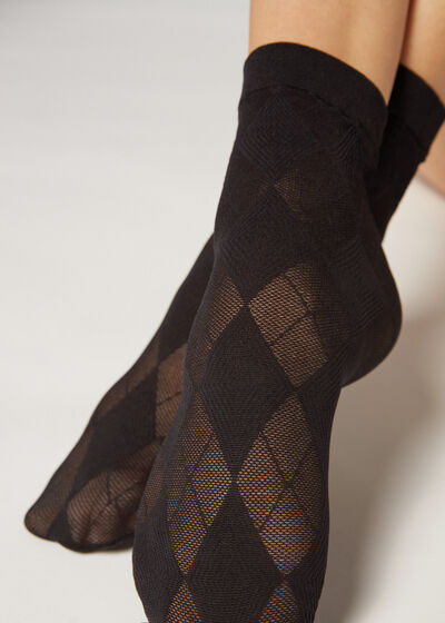 Kratke mrežaste čarape s motivom rombova