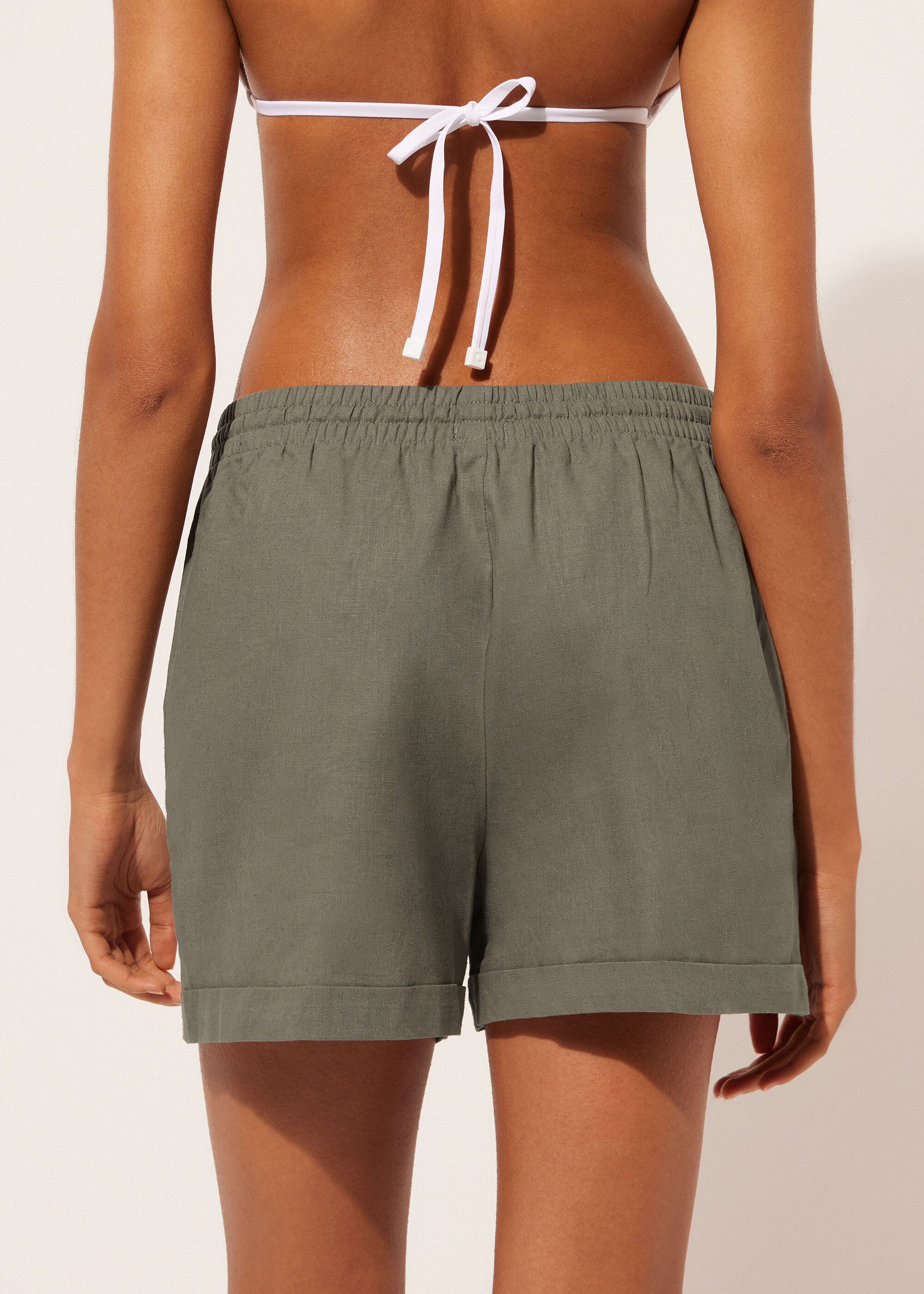 Short en lin et coton