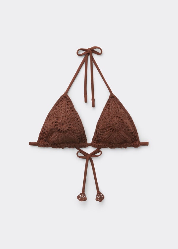 Triangle Bikini Top Floral Crochet