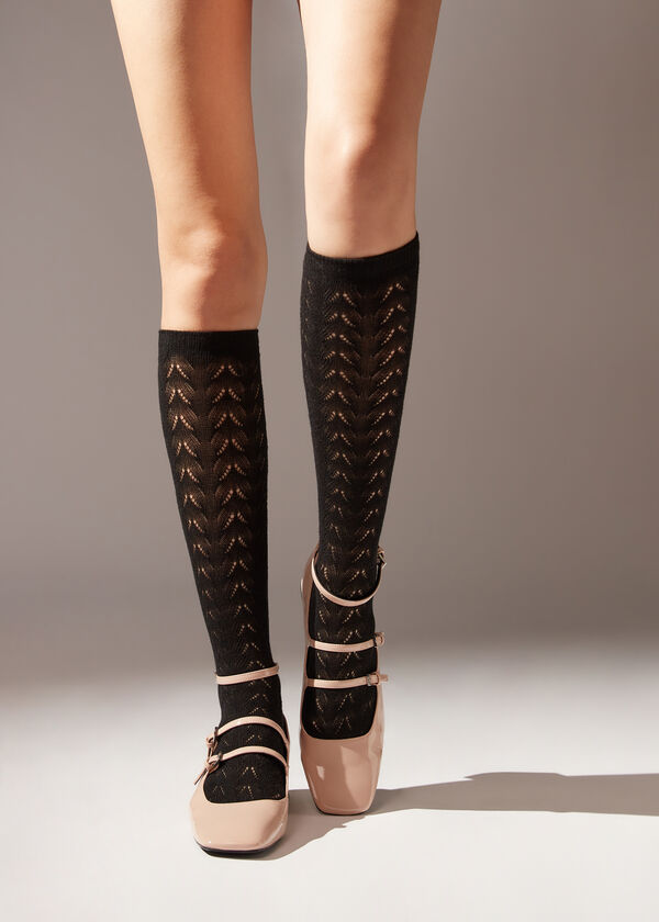 Openwork Mid-Calf Socks