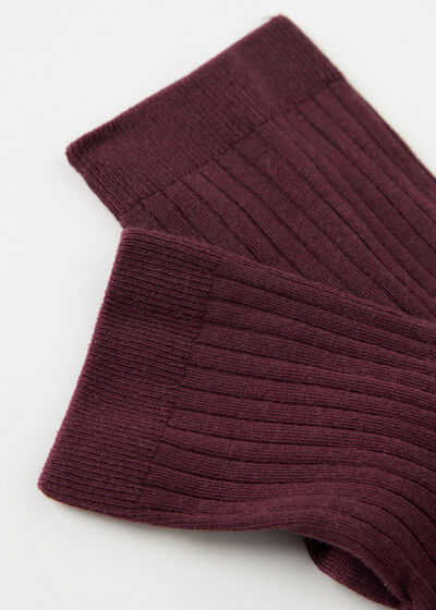 Short Ribbed Socks with Cotton and Cashmere