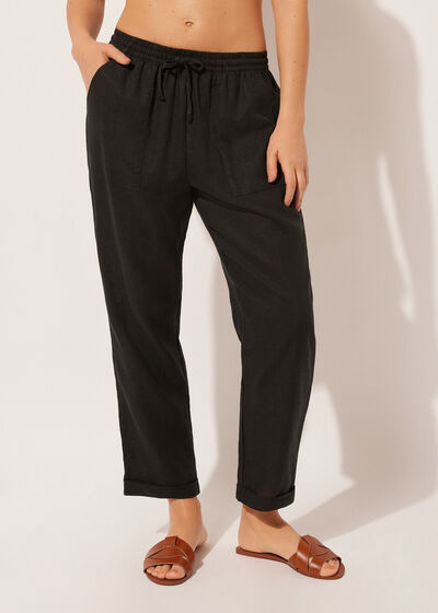 Lange Broek van Linnen en Viscose