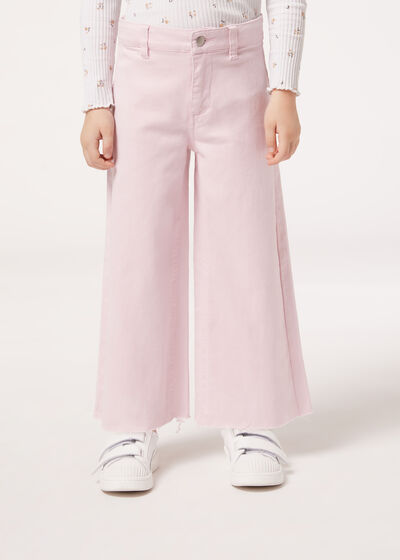 Dievčenské rozšírené džínsy s bieleným efektom