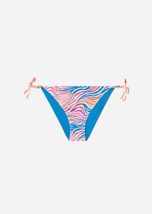 Zebramönstrad bikinitrosa med knytband Malaga