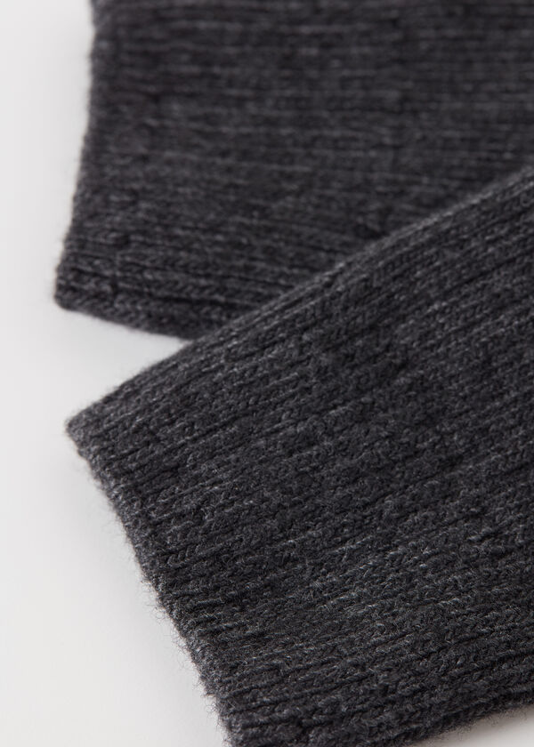 Short Ribbed Socks with Wool and Cashmere