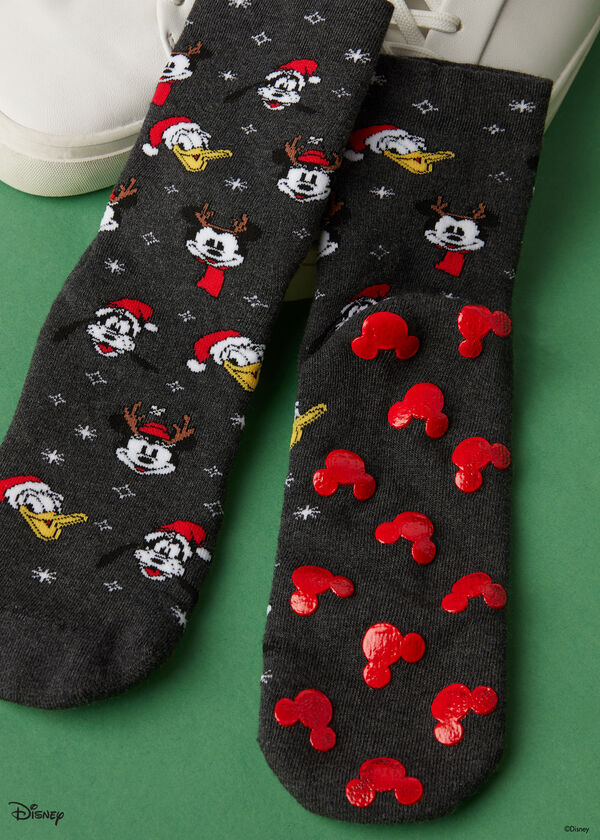 Chaussettes antidérapantes Famille Mickey Mouse Noël pour homme