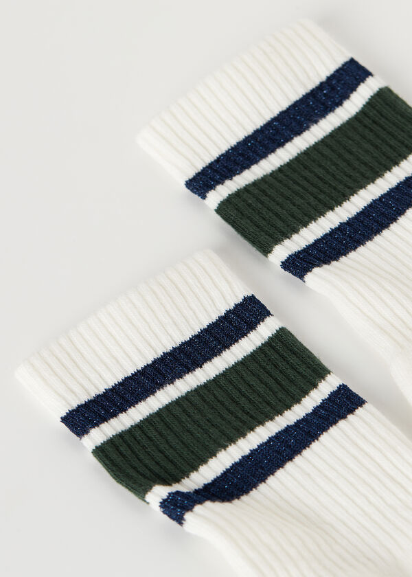Krátké žebrované ponožky s motivem pásků